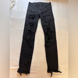 American Eagle Outfitters Black Distressed Skinny Jeans
